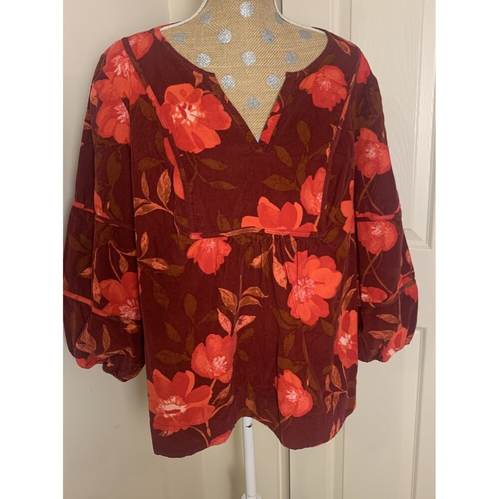 NWT Sonoma Womens Babydoll Top 2X Whimsigoth Dark Fairy Corduroy Y2K Romantic